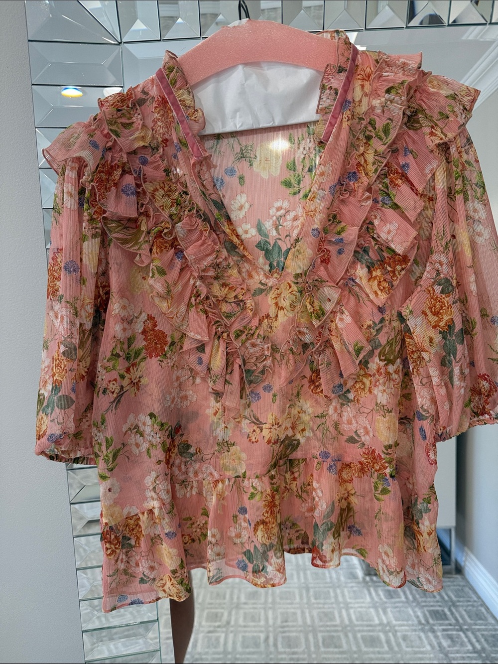 Pink floral Zara top